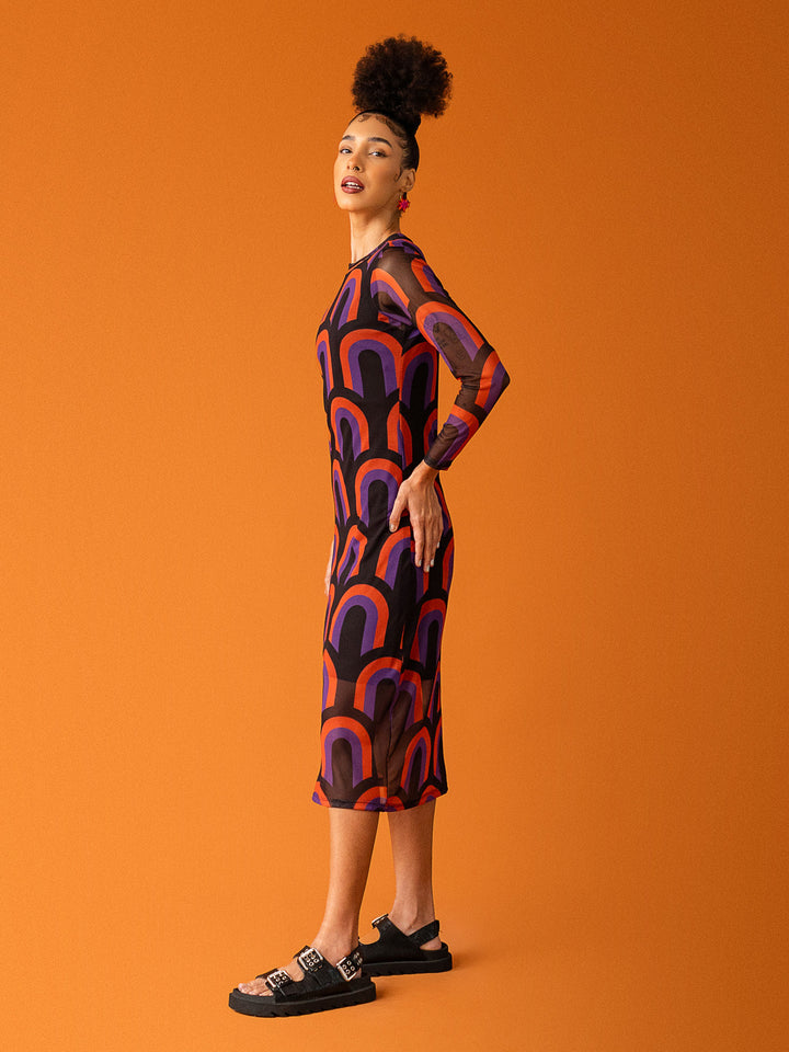 VESTIDO MANGA LONGA TULE