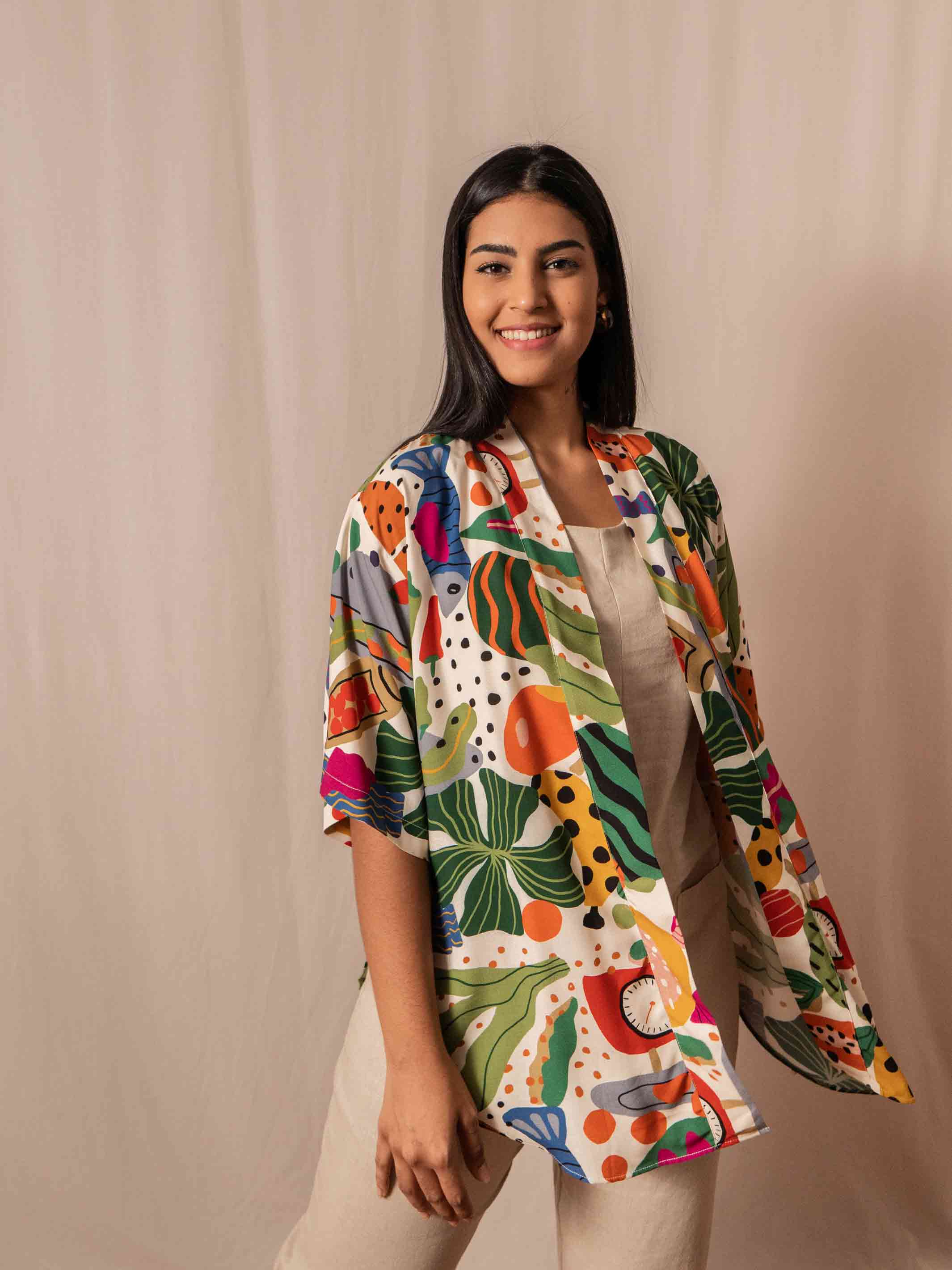 Kimono feminino hot sale estampado