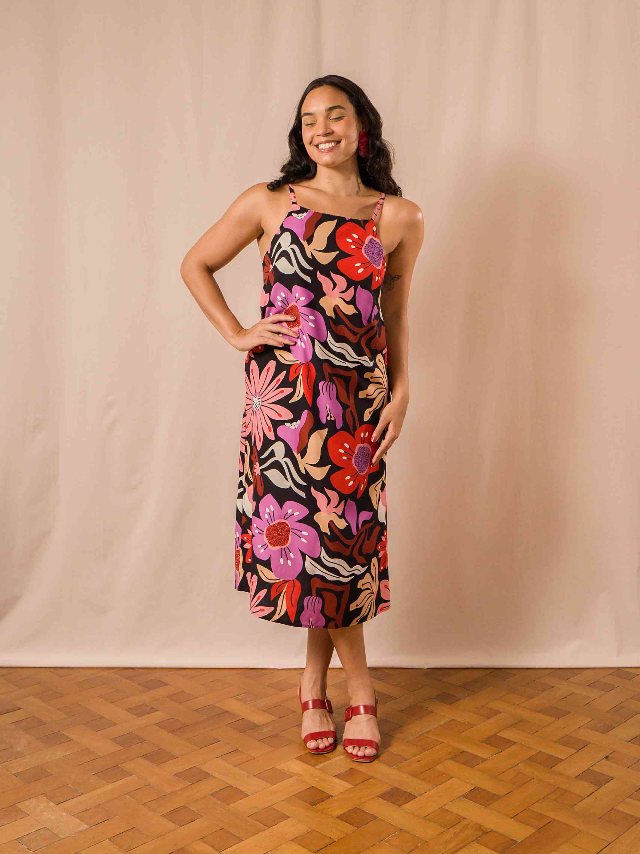 Vestido Trapezio Midi Modelo De Vestido Trapezio