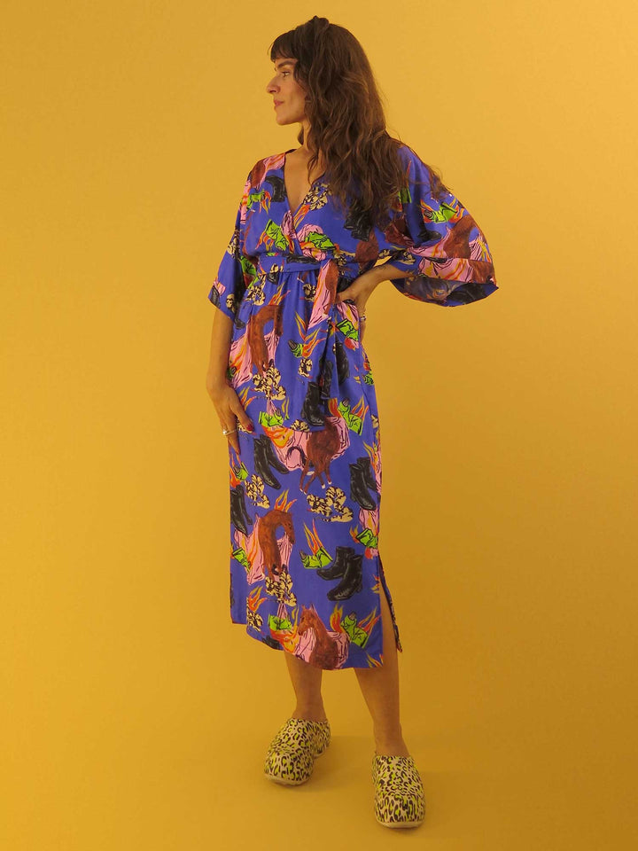 VESTIDO KIMONO LONGUETE