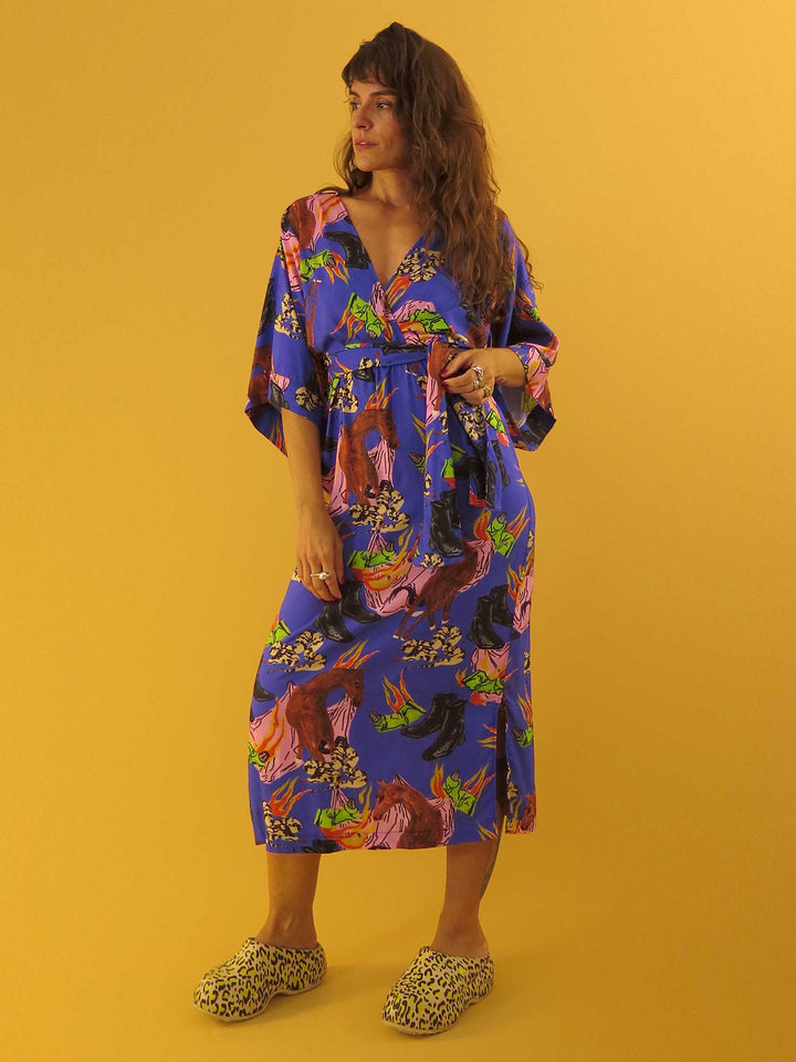 VESTIDO KIMONO LONGUETE