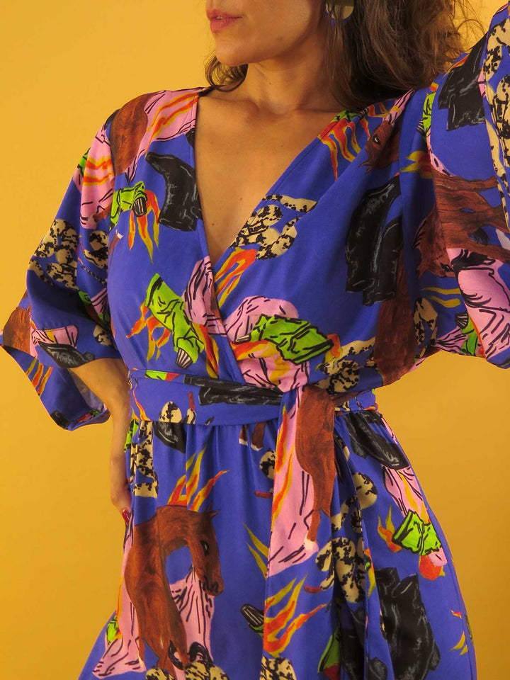 VESTIDO KIMONO LONGUETE