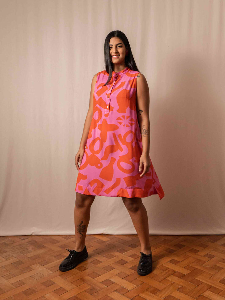 VESTIDO GOLA PADRE CURTO| BARRO