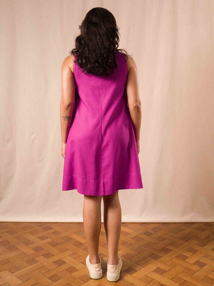 VESTIDO GOLA PADRE CURTO | LINHO ORQUIDEA