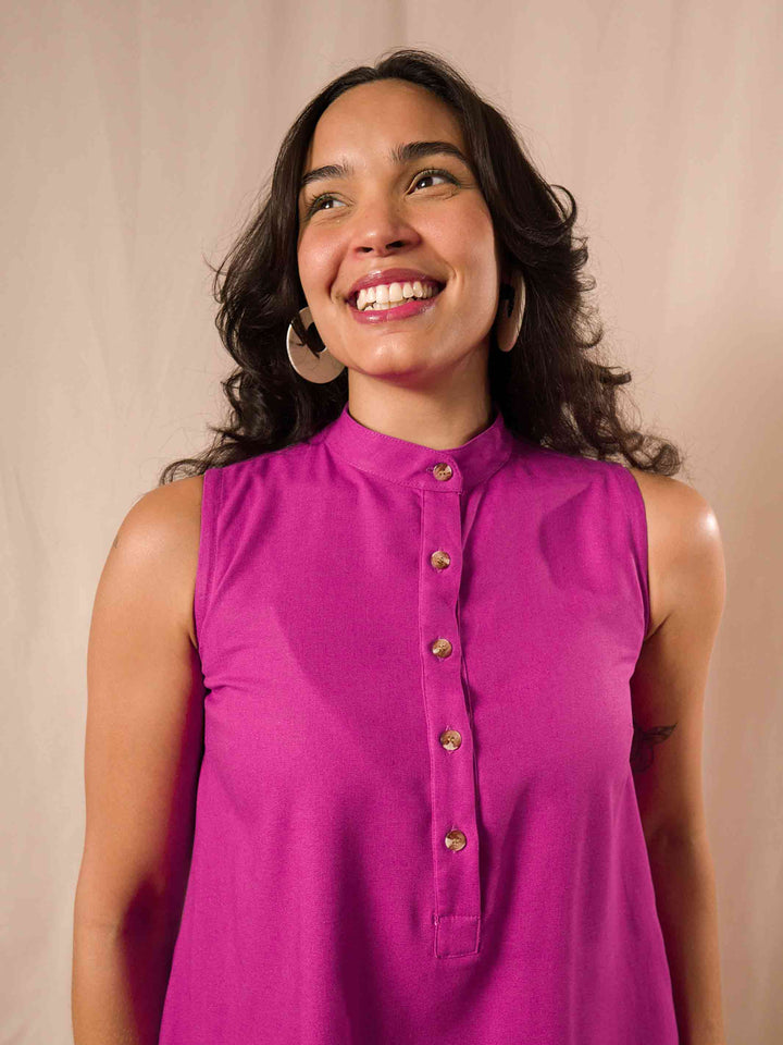 VESTIDO GOLA PADRE CURTO | LINHO ORQUIDEA