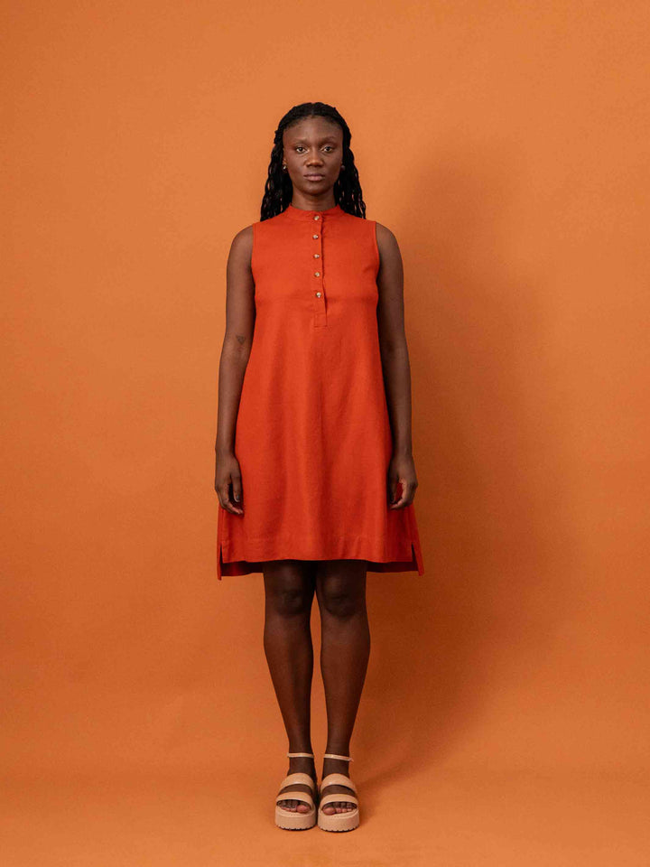 VESTIDO GOLA PADRE CURTO | LINHO