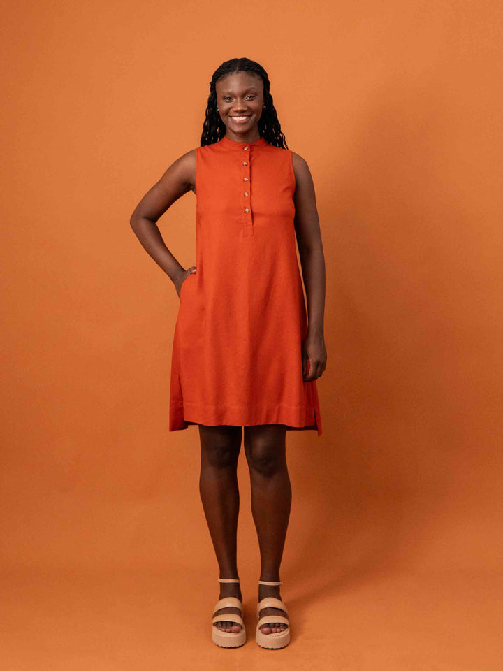 VESTIDO GOLA PADRE CURTO | LINHO