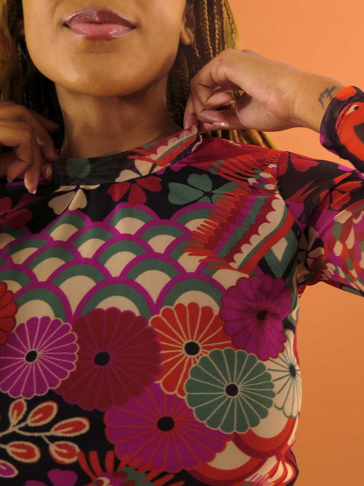 VESTIDO MANGA LONGA TULE