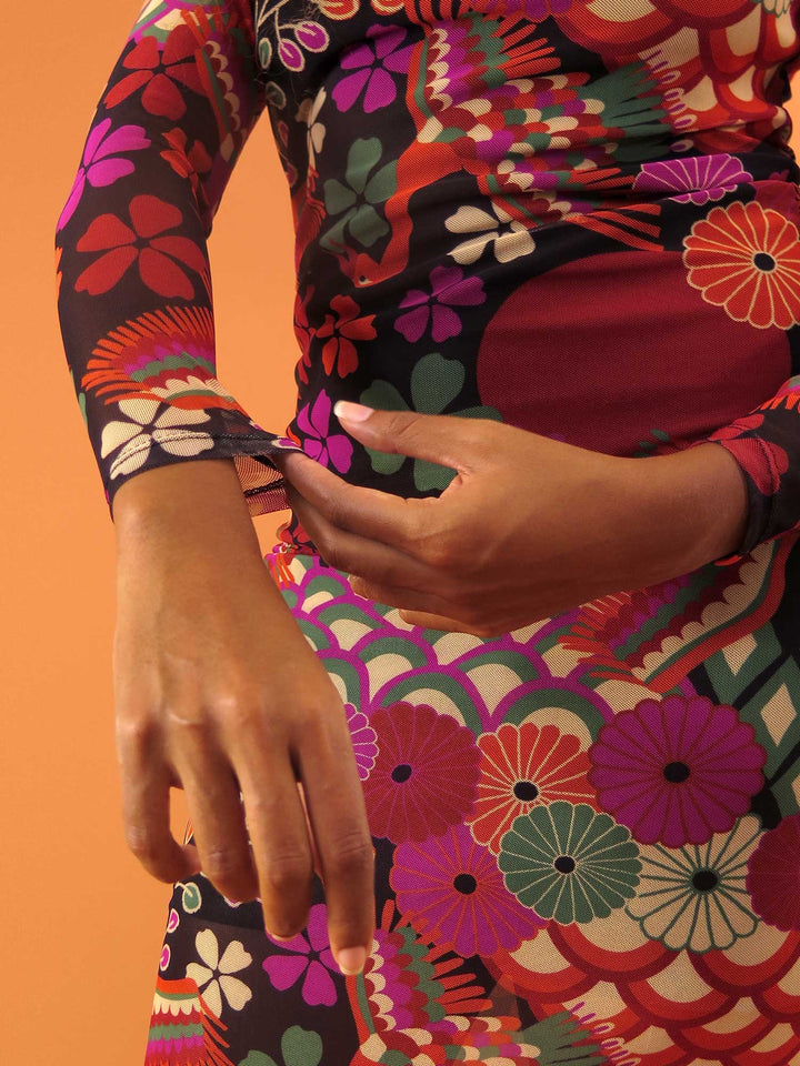 VESTIDO MANGA LONGA TULE