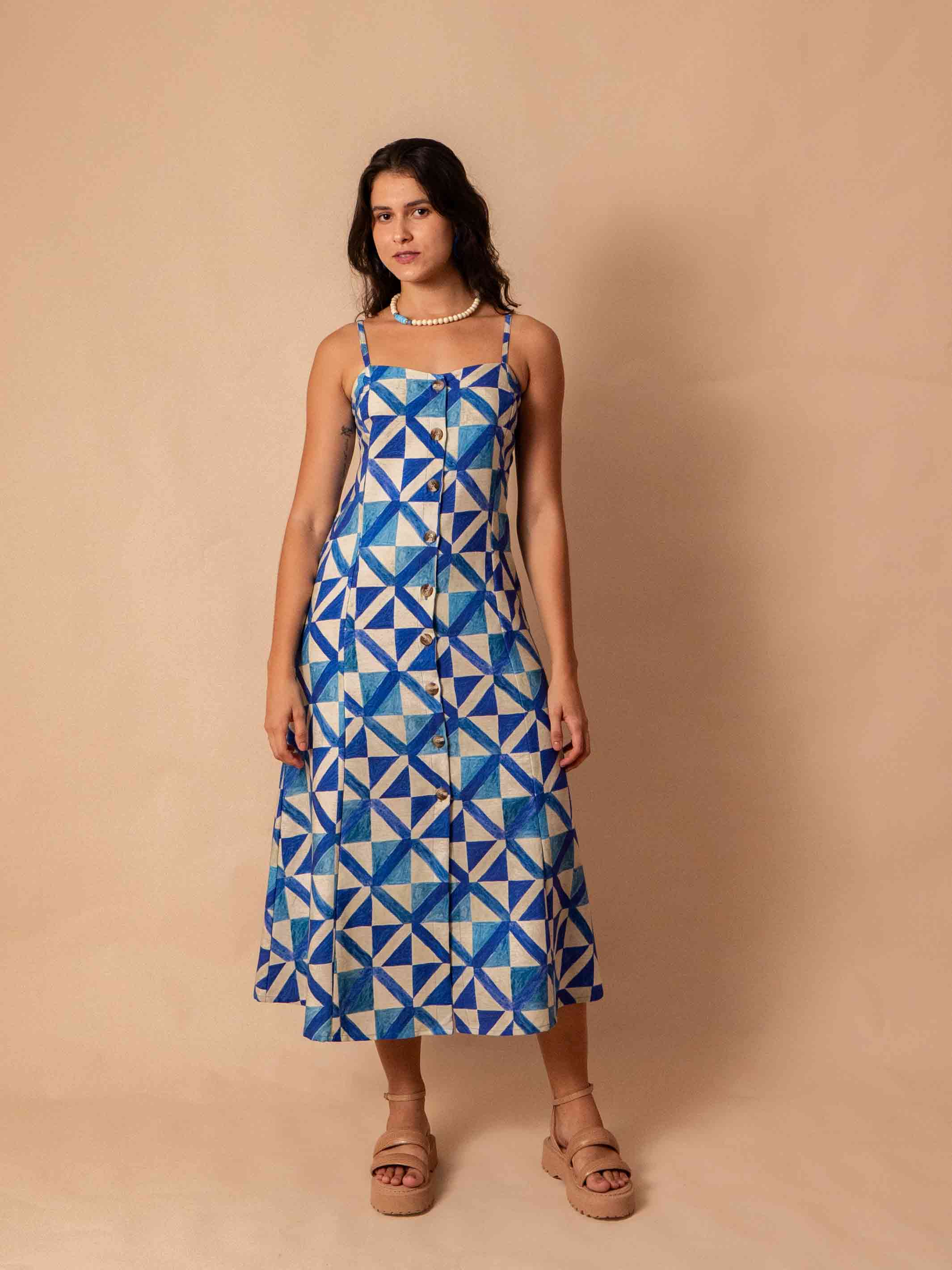 Vestido com duas estampas hotsell