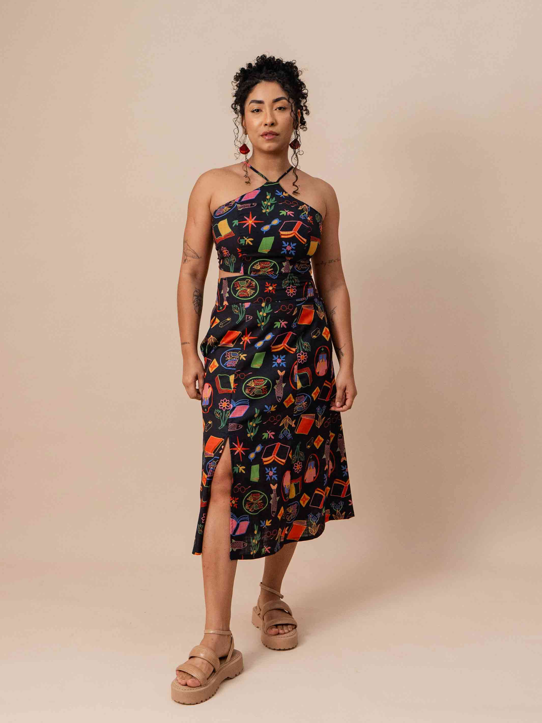 Vestido Midi Estampado | DUAS Design