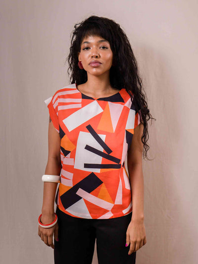 blusa feminina estampada estampa frevo laranja