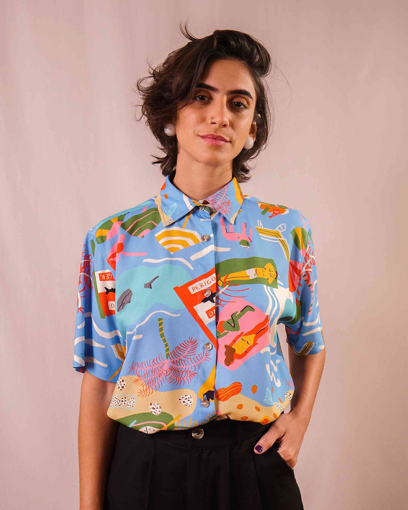 Camisa de Botão Estampada Pina | DUAS design