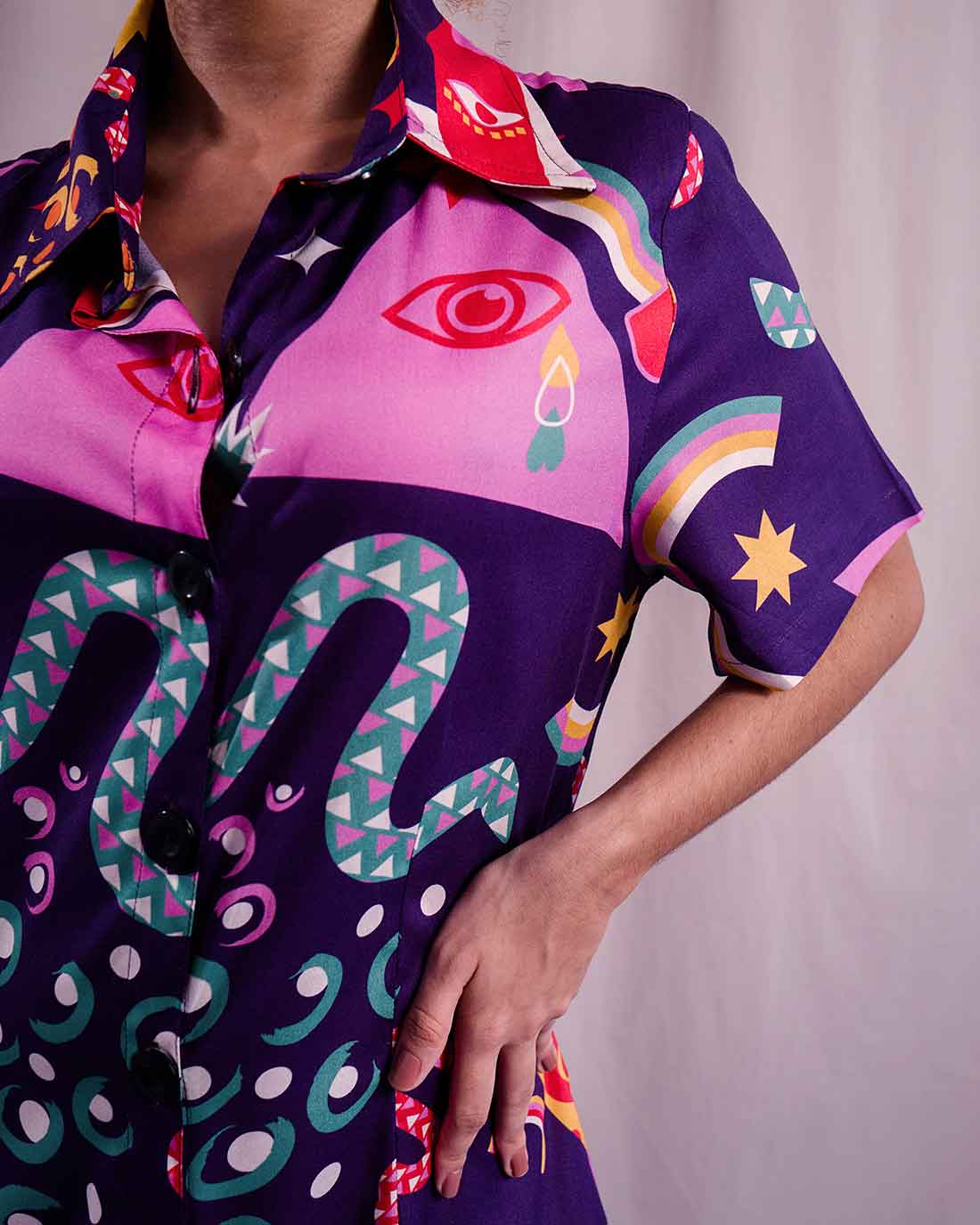 chemise estampado duas design detalhe