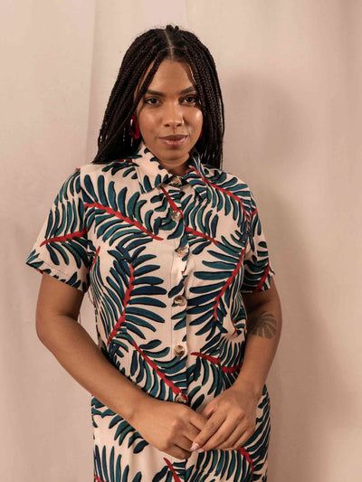 CHEMISE LIA LONGUETE | PALMEIRA AZUL