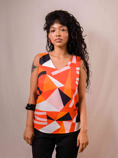 regata feminina estampada frevo laranja frente