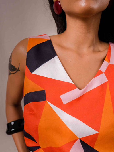 regata feminina estampada frevo laranja detalhe
