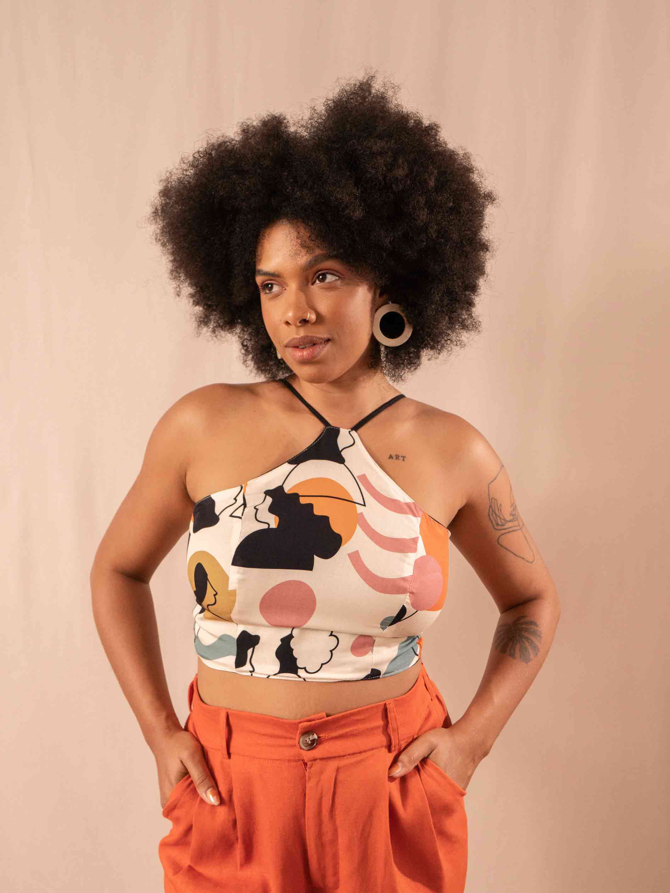 Top Cropped trapezio estampado Mulheres | DUAS design