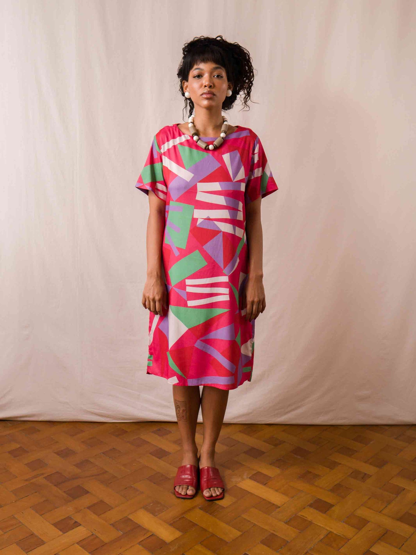 vestido curto estampado estampa frevo