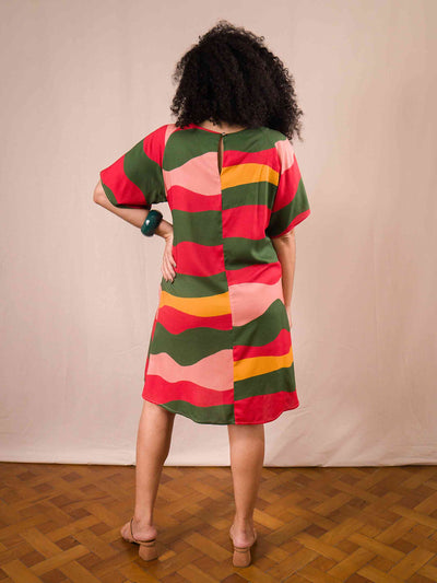 vestido curto estampado duas design moda autoral