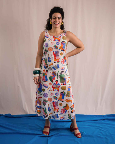 vestido longuete estampa forró off