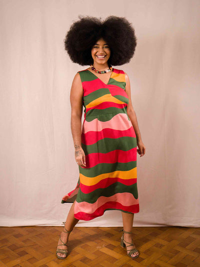 vestido midi estampado duas design moda autoral