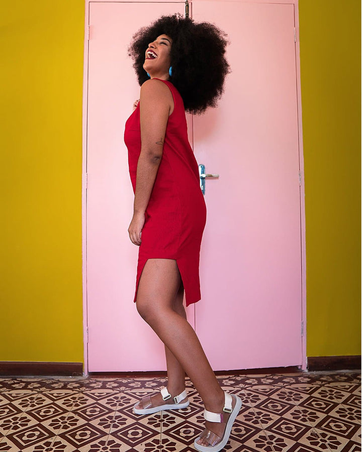Vestido Recortes | Linho Vermelho