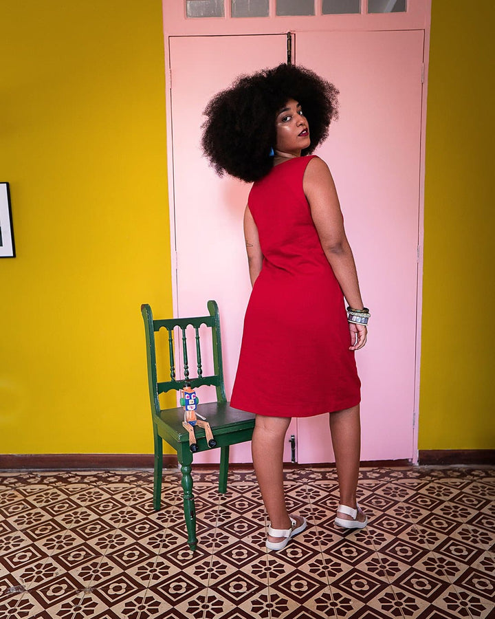 Vestido Recortes | Linho Vermelho