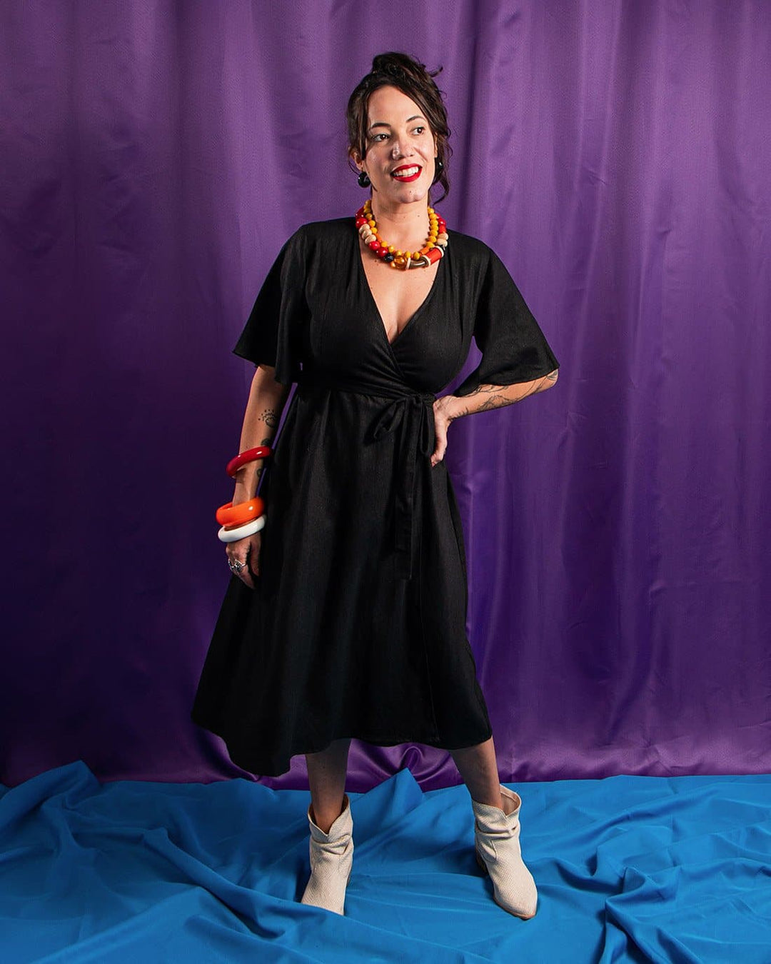 Vestido Transpassado | Linho Preto