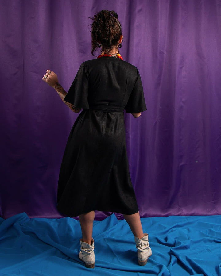 Vestido Transpassado | Linho Preto